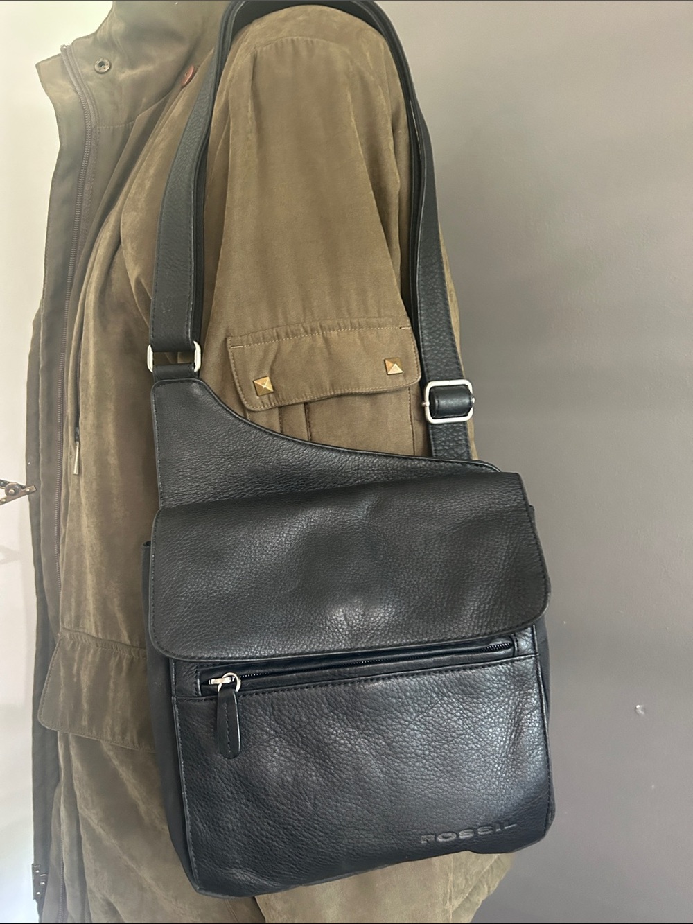 Fossil Black Pebble Leather Shoulder Purse
